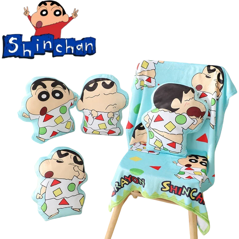 

MINISO Cartoon Crayon Boy Shin C-Chan Dual-purpose Pillow Reversible Sofa Cushion Bedside Backrest Children's Blanket Girl Gifts