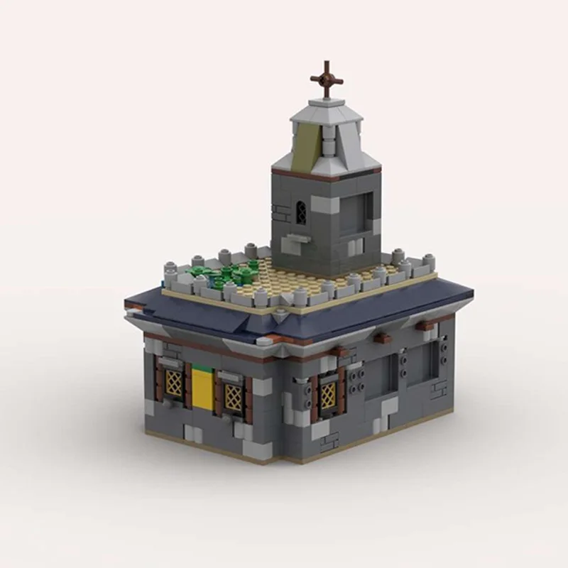 Castello medievale Modello MOC Mattoni da costruzione Antica chiesa architettonica Tecnologia modulare Regali di festa per bambini Assemblare giocattoli