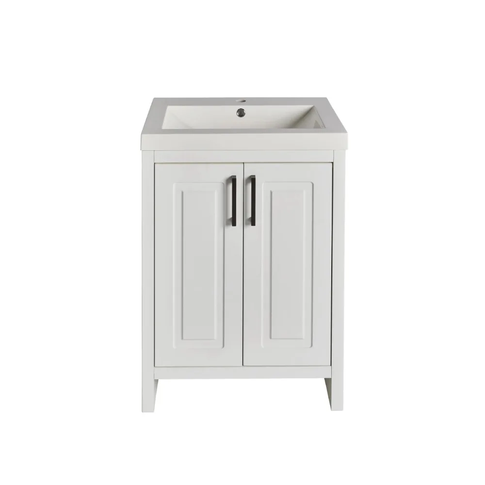 Mobile Vanity Painting Bianco con Lavabo (24 1/2'' L x 18 7/8'' L)