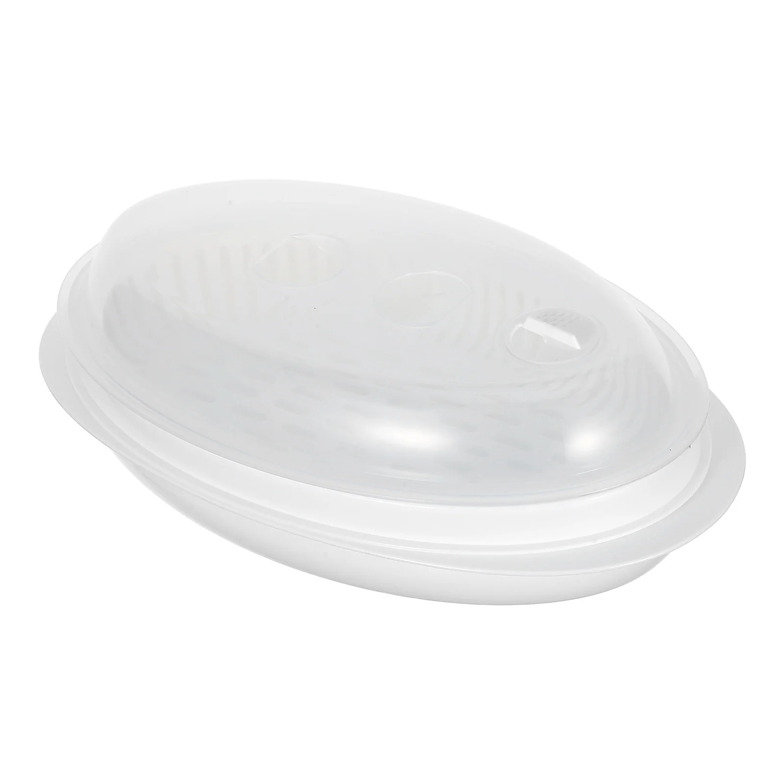 

Large Capacity Fish Steamer Plate Microwave Steamer Cover with Vent Hole Handle Leakage Filter for Steamed Buns Vegetables