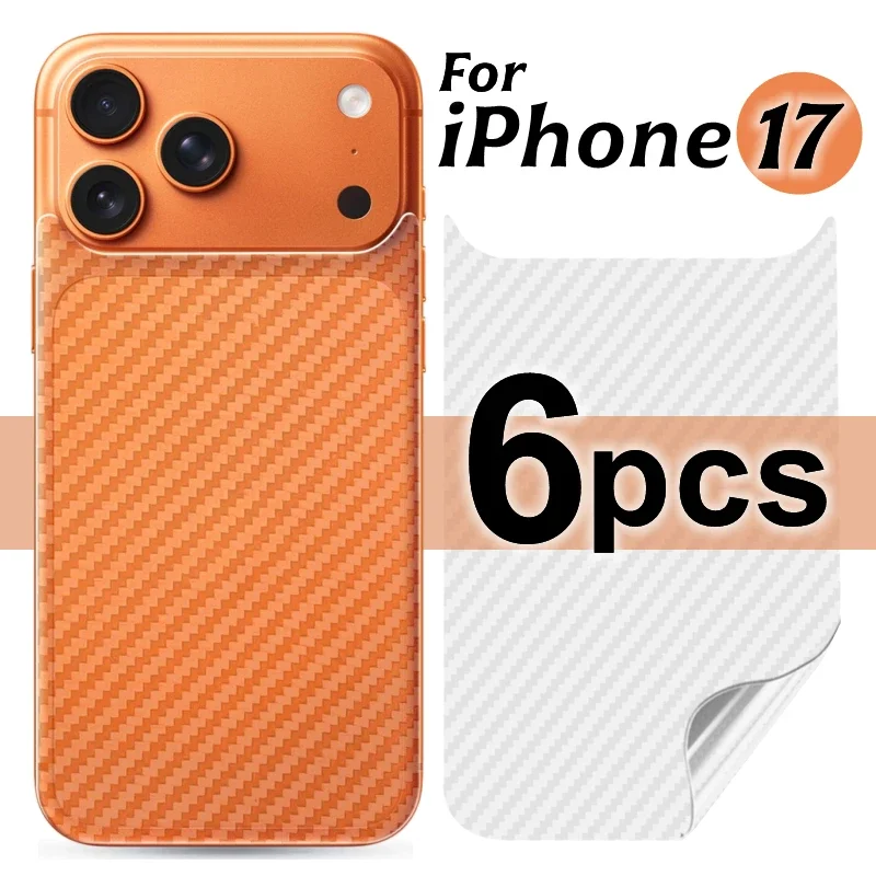 

2/6Pcs for IPhone 17 Pro Max 17Air 17Pro 17PM Carbon Fiber Back Soft Film Anti-Scratch Clear Back Protective Cover For iPhone17