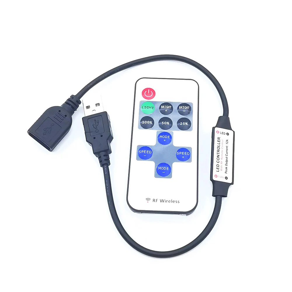 DC5-24V Mini 11Keys RF Wireless Led Remote Controller Led Dimmer Controller For Single Color Light Strip SMD5050/3528/5730/3014/