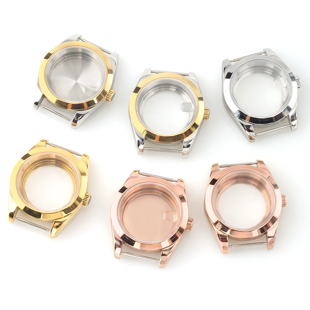 

36 мм 39 мм Серебро Золото Розовый Черный NH35 NH36 Корпус для часов Сапфировое стекло Конический край Корпус хорошего качества для механизма Seiko NH35 NH36