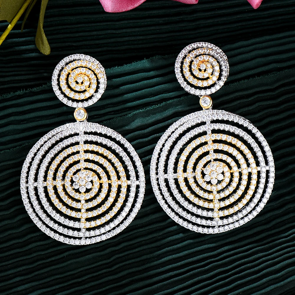 

Missvikki New Mother-daughter Sister style Drop Earrings Cubic Zirconia Stones Blooming CZ Jewelry Silver Color for Women