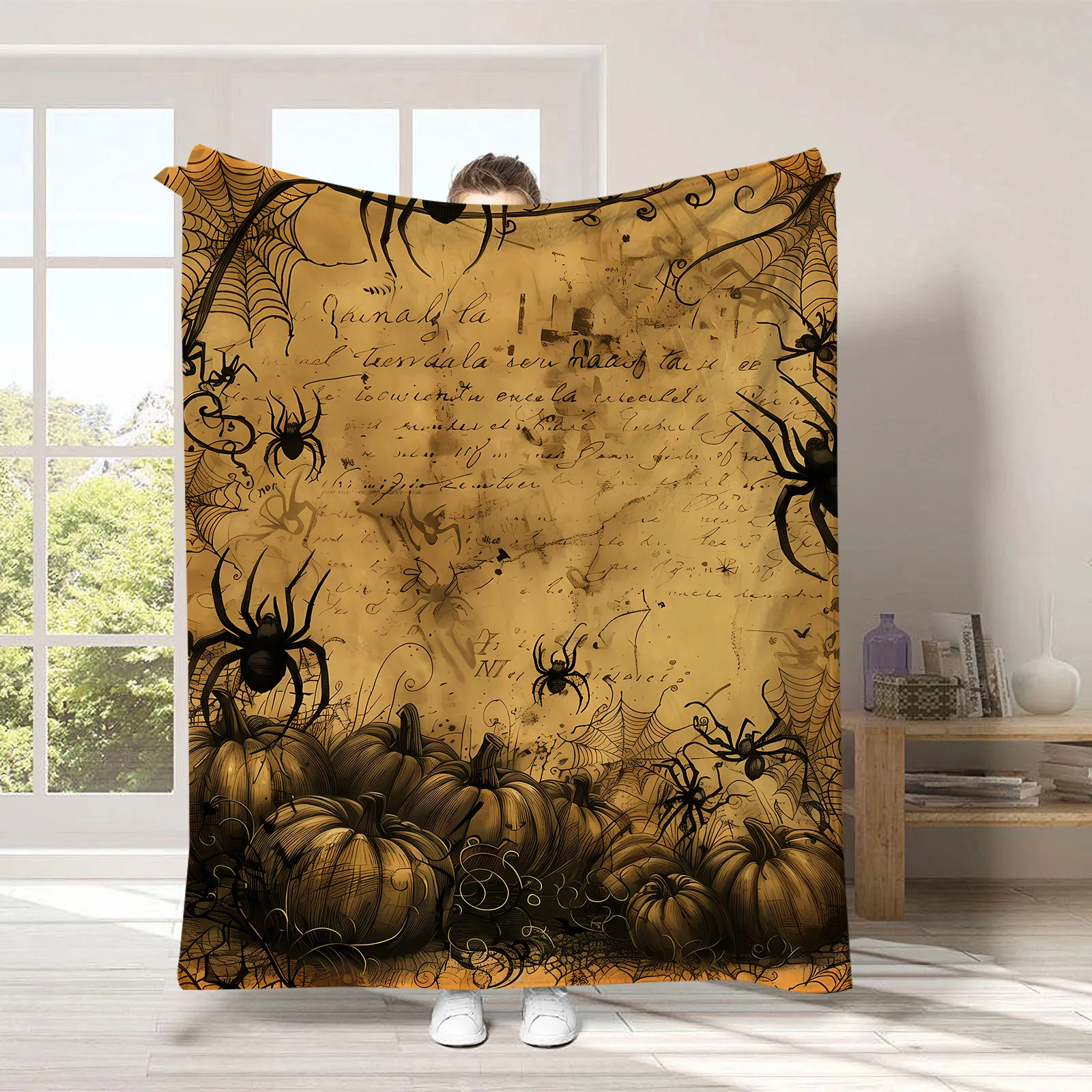 قطعة واحدة من بطانية الهالوين العتيقة - طباعة عتيقة، رمي قطيفة فائق النعومة لسرير الأريكة، هدية كلاسيكية مخيفة للبالغين