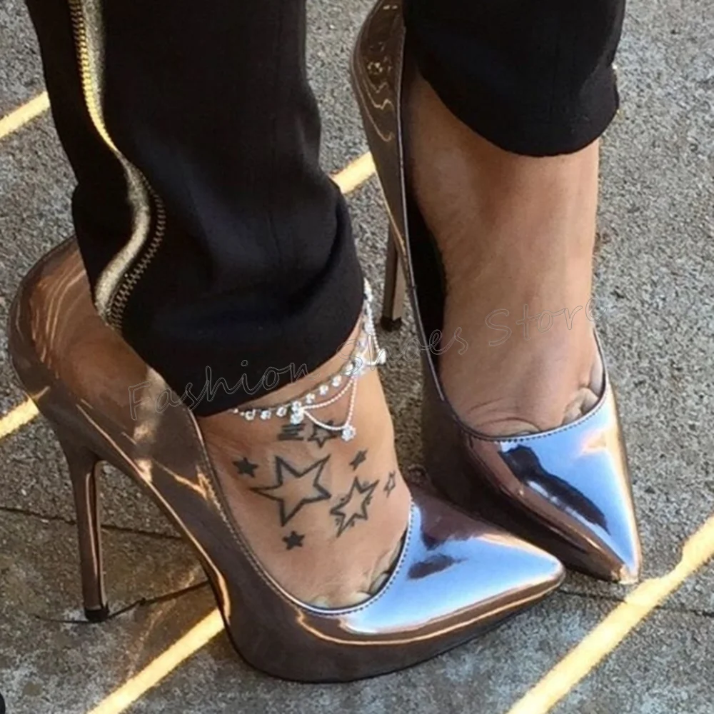 

Brown Pointed Toe Pumps Patent leather Fashion Stilettos High Heels High Heel Shoes for Women Heels 2025 New Zapatos Para Mujere
