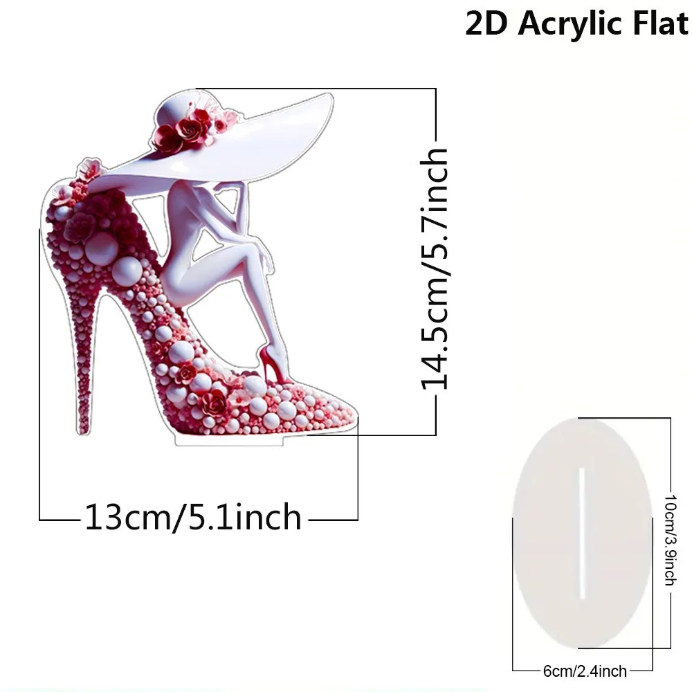 الكرتون أحذية عالية الكعب الاكريليك زخرفة مسطحة لسطح المكتب Suncatcher الملاك مثير فتاة ديكور ل 2025 عيد الميلاد نافيداد الطرف المورد
