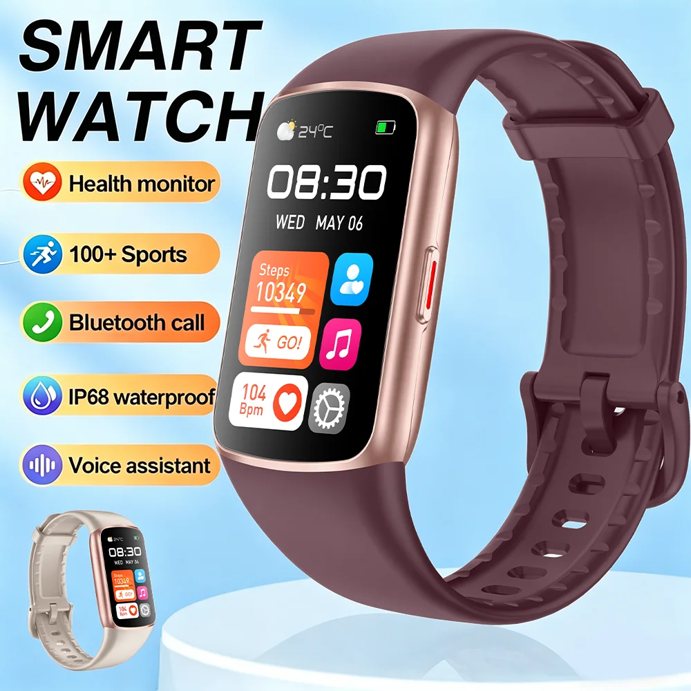 

НОВЫЙ Умный браслет с аккумулятором 180 мАч, HD-экраном 1,47 дюйма, Bluetooth, функцией звонков и напоминаний о сообщениях, спортивные смарт-часы для женщин и мужчин, совместимые с Android и iOS 2026