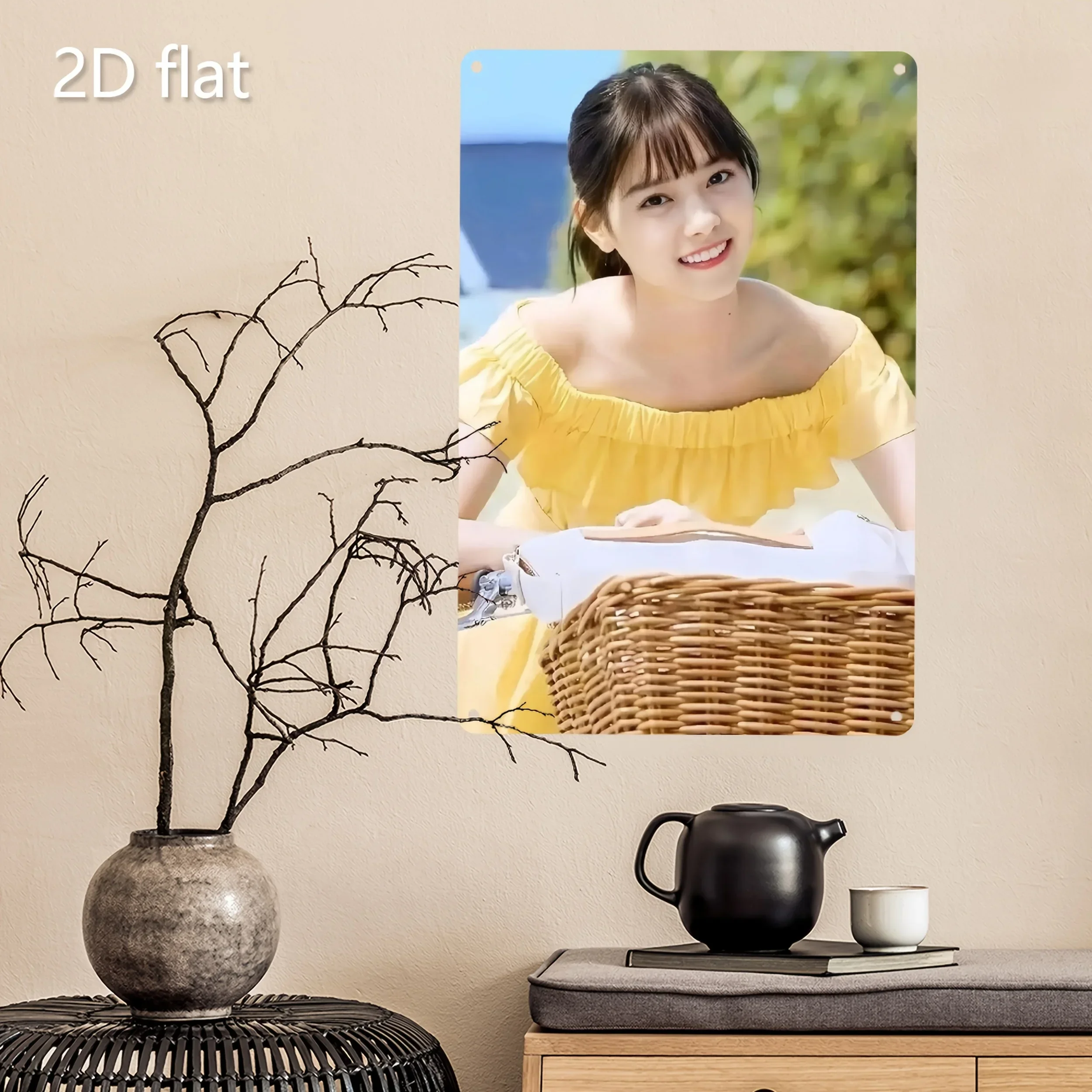 

Yellow Dress Woman Metal Wall Art Vintage Tin Sign Garden Decor