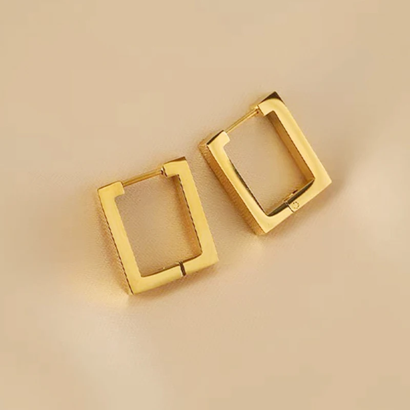 Fashion Geometric Stainless Steel  Square Triangle Hoop Earrings Men Women Stainless Steel Punk Hiphop Piercing Jewelry Gifts