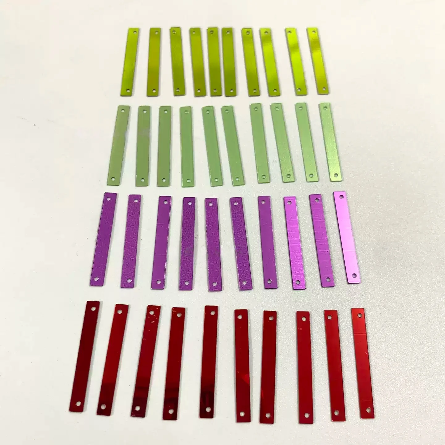 50g With Two Holes Hand Sewing Paillette DIY Ornament Clothing Decoration loosen sequins 3*25mm Long Strip Rectangle PVC Sequins