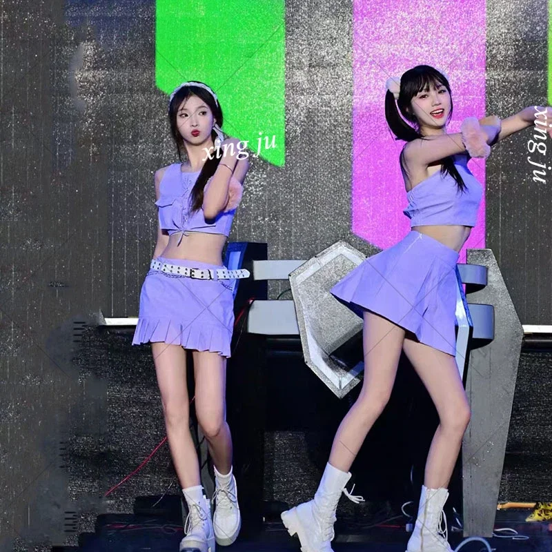 Kpop женские групповые сексуальные топы, короткая юбка, костюм для джазового танца, певица, концертная одежда для выступлений, танцевальная одежда для дня рождения