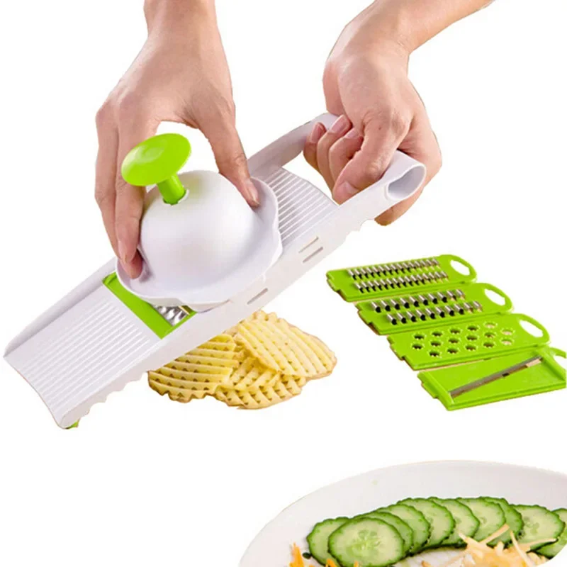 

5 in 1 Multi-function Vegetable Fruit Slicers Cutter Adjustable Stainless Steel Blades Peeler Grater Vegetable Chopper OK 0256