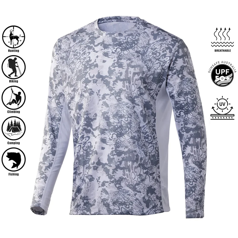 Herren Langarm-T-Shirt aus Polyester mit 3D-Camo-Druck, UPF50+ UV-Schutz, Rundhalsausschnitt, atmungsaktiv, ideal zum Angeln, Jagen, Wandern und für Outdoor-Aktivitäten. – Detail 11
