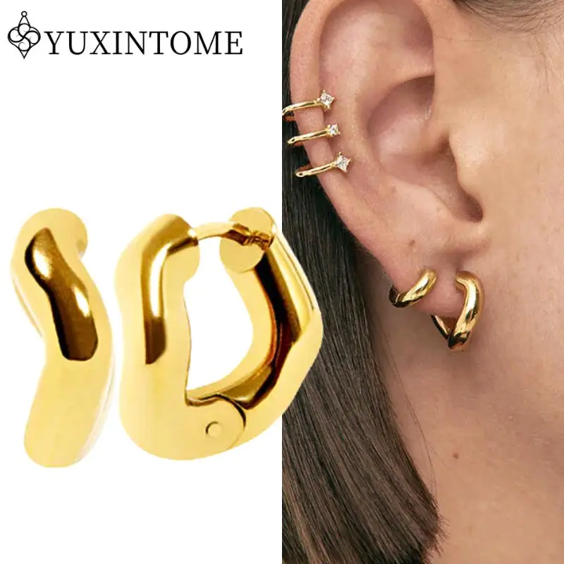 

Серьги-кольца из серебра 925 пробы, гладкие, толстые, витые, в минималистичном стиле, с перфорацией, модные, для вечеринок, подарки