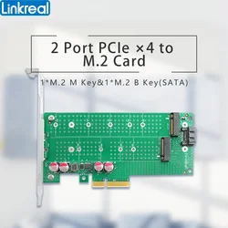Linkreal Dual M.2 Adapter - NVMe and SATA on One Card - PCIe 4.0 x4 Adapter Card - Speed and Flexibility-LRNV9511