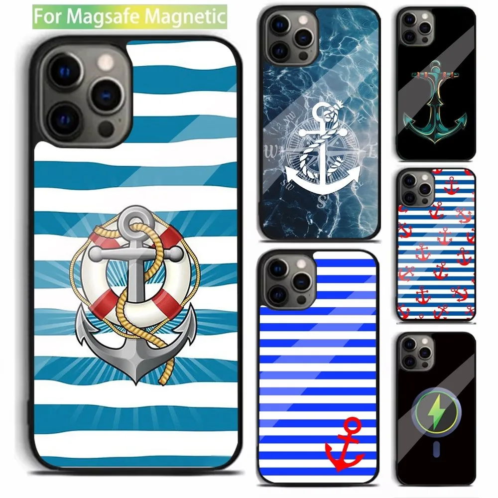 

Anchor Compass nautical sailor Phone Case For iPhone 15,14,13,12,11,Plus,Pro,Max Mini Magsafe Magnetic Wireless Charging