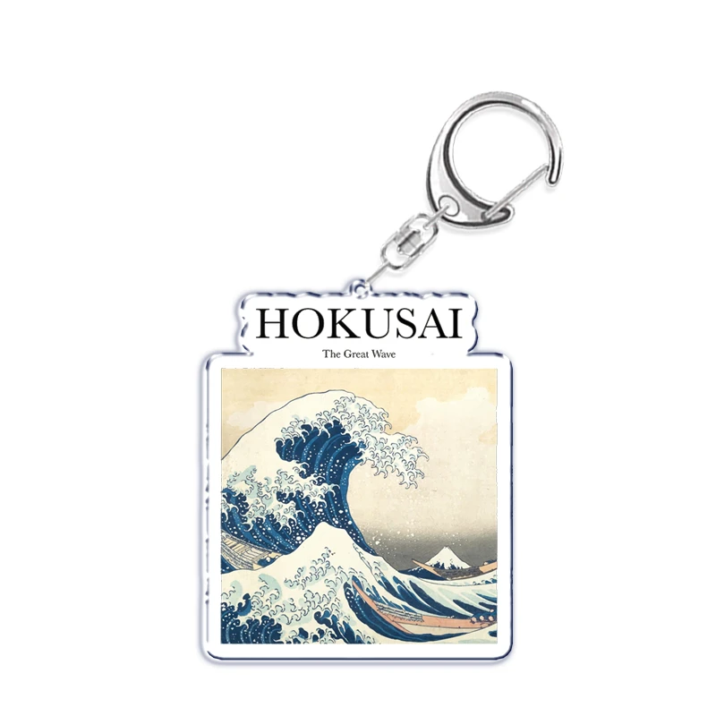 Aesthetic Van Gogh Art Hokusai Oil Painting Keychain for Accessories Bag Pendant Monet Key Chain Ring Keychains Jewelry Gift