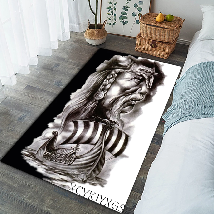 phechion Viking Warrior Tattoo 3D Print Carpet Square Anti-Skid Area Floor Mat Rug Non-slip Mat Living Room Soft Bedroom S100