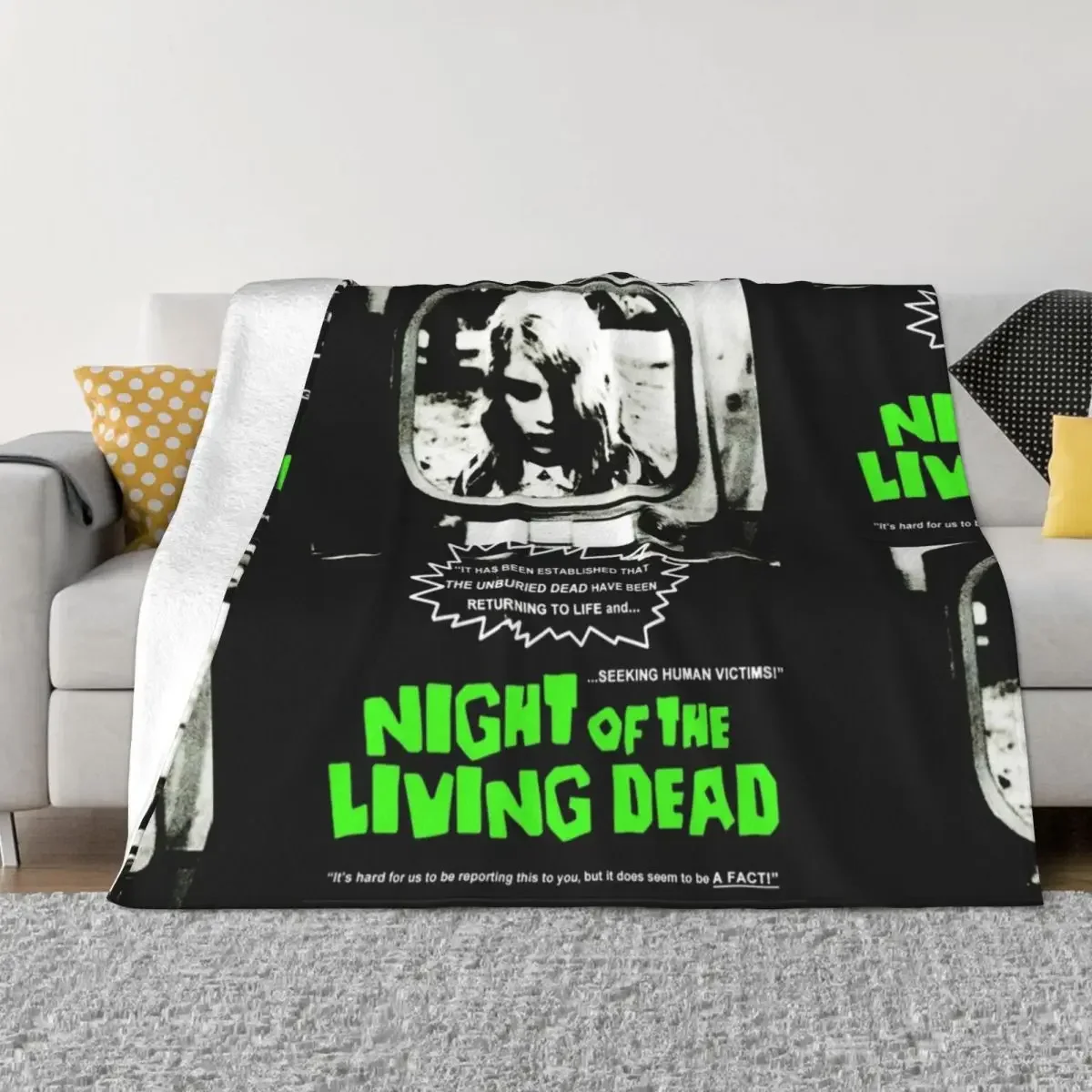Classic Zombie Movie T Shirts - Zombie Night Of The Living Dead - Classic Retro Horror Film Throw Blanket Beach Blankets