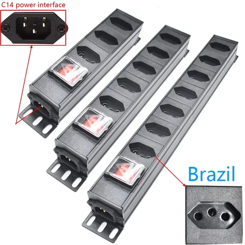 

Cabinet installation PDU power strip C14 power interface Brazil socket 2-8 sockets with switch double break switch