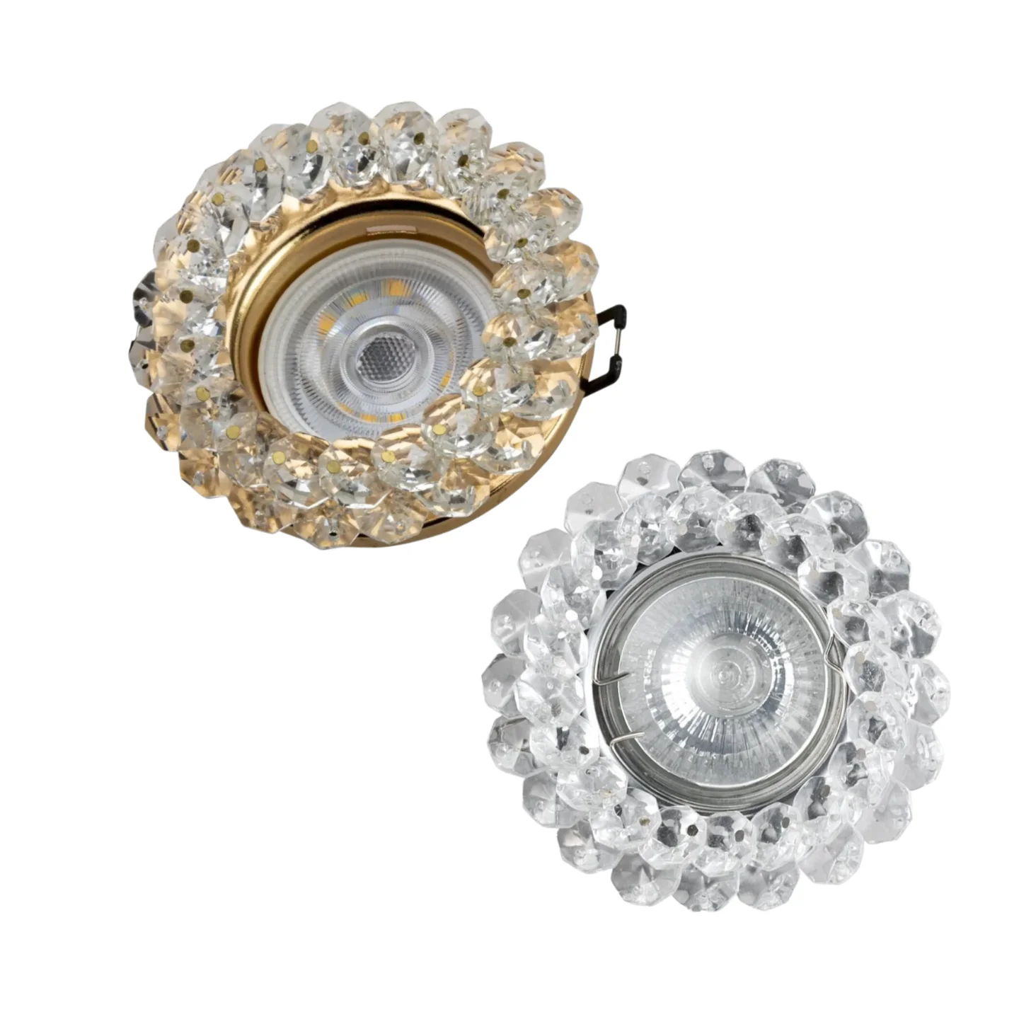 

JOYINLED Pack of 1/10 Gold Chrome Crystal Downlight Fitting Recessed LED GU10 MR16 Spotlight Cutout 75mm Spot Lighting Fixture