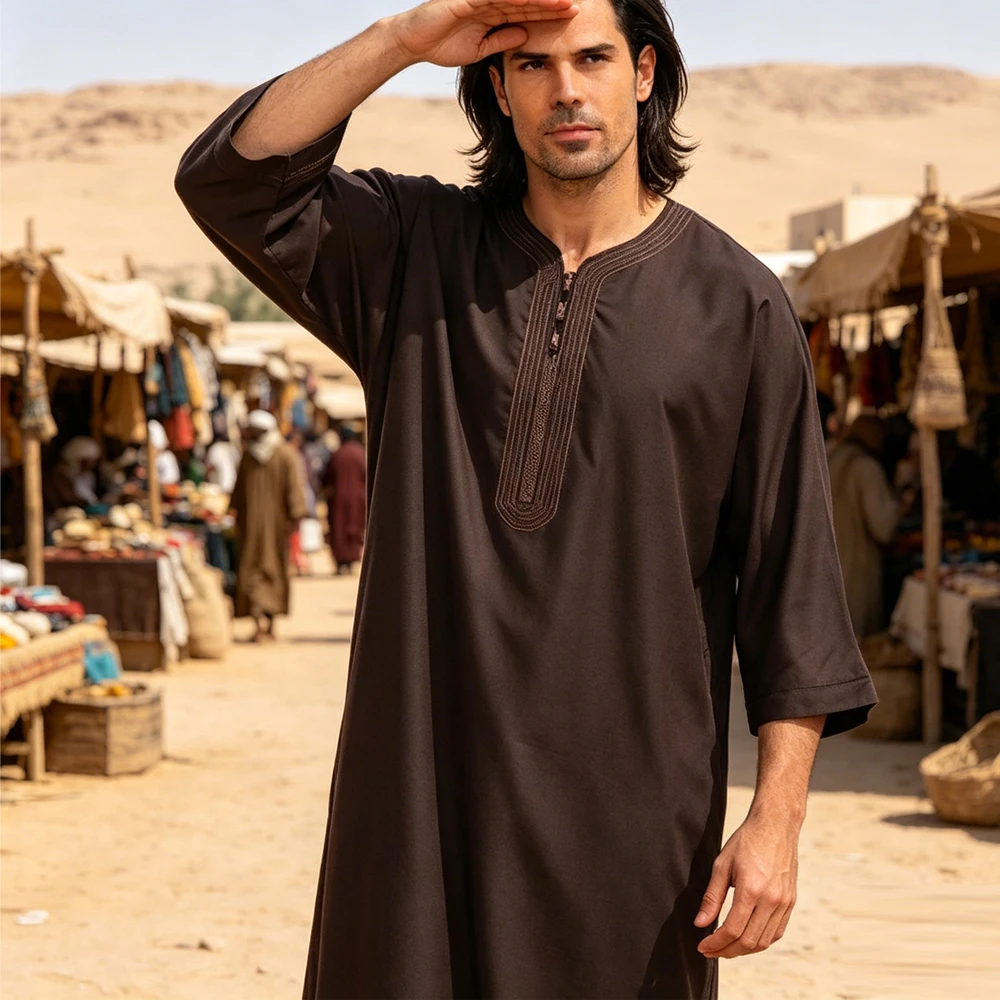 

Ramadan Embroidery Saudi Arab Men Robe Jubba Thobe Caftan Muslim Dress Dubai Abaya Turkey Kaftan Daffah Dishdasha Islam Clothing