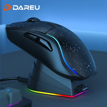 DAREU PC Gaming Muis Tri-mode Connect Bluetooth Bedraad 2.4G Draadloze Muizen met Oplaadstation KBS Knoppen Muis voor Laptop Gamer