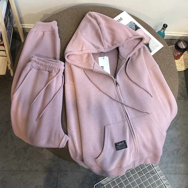 

plus Size Women's Casual Sportswear Set Spring Autumn Loose Thin Hoodie Two Piece Set Comfortable High Waist Korean Sle