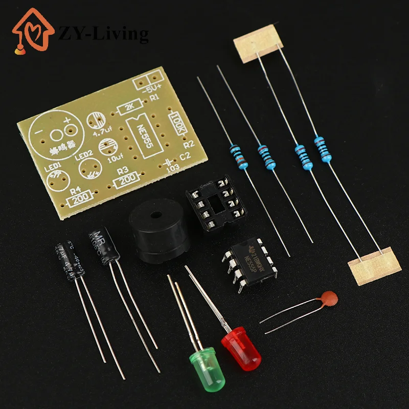 NE555 DIY Kit - LED Flasher & Signal Generator Circuit With PCB For Electronics Education & Solder Practice