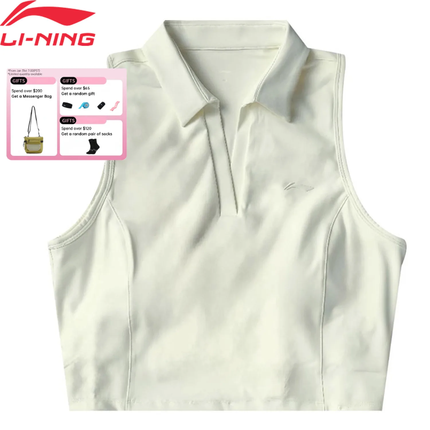

Li-Ning Women's Tennis Sleeveless Polo Shirt Knitted Breathable Comfortable LiNing Fitness Sports Tops APLV880