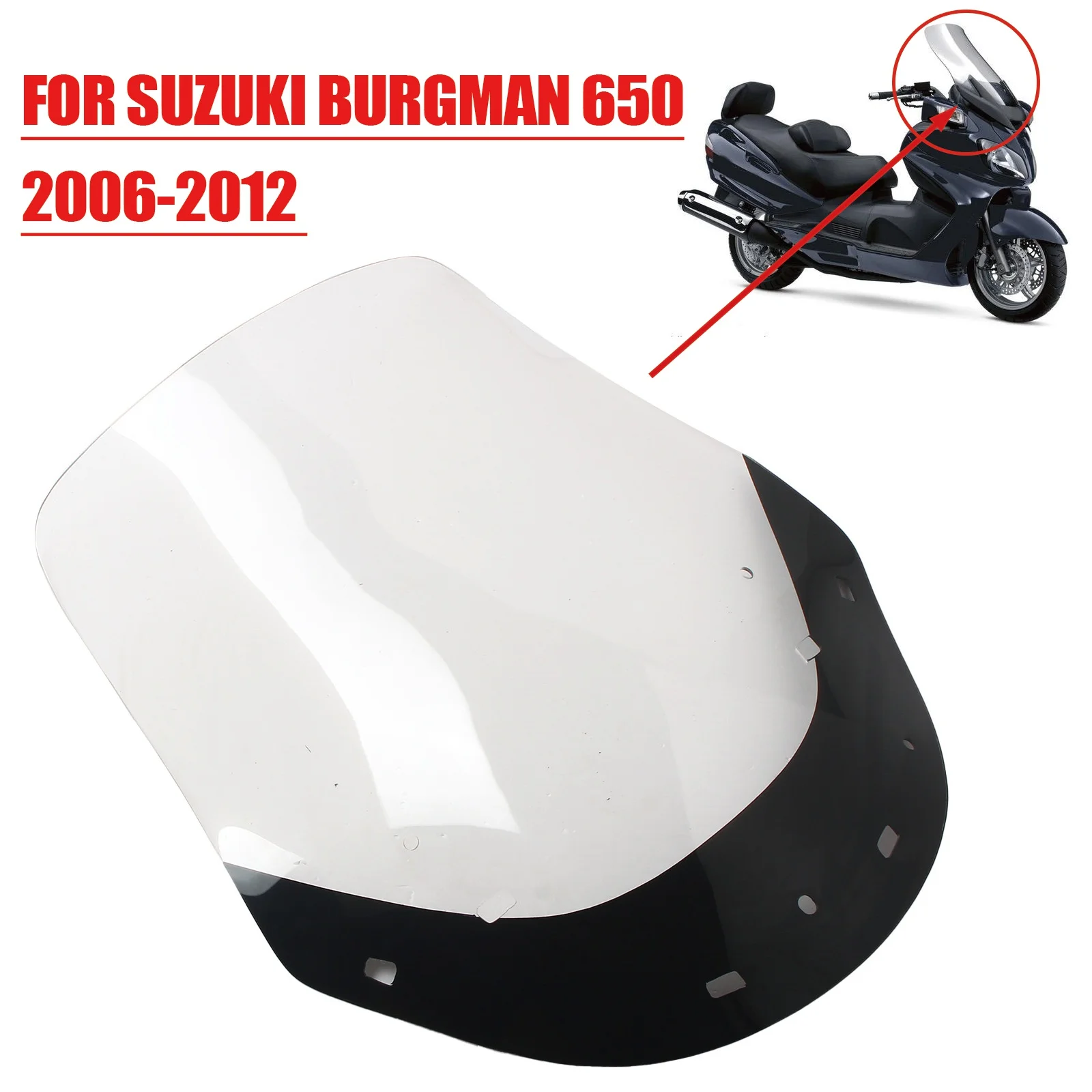 Windshield Front Windshield Modified Heightened Transparent For Suzuki Burgman 650 2006 2007 2008 2009 2010 2011 2012