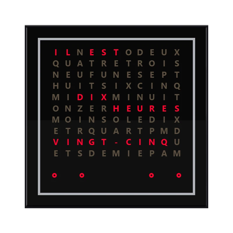 Sample Unique Design  Word Clock Text Clock