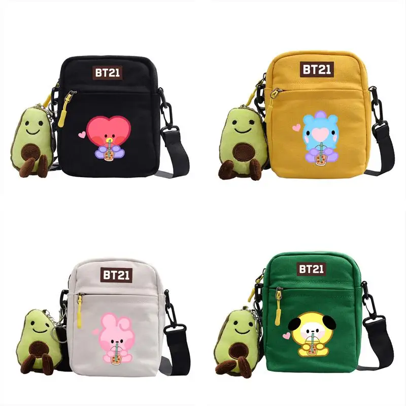 Bt21 Cartoon Peripheral Printed Small Square Bag, Cute Shooky Cooky Chimmy Shoulder Bag, Mini Storage Bag, Crossbody Bag