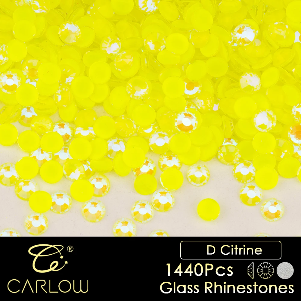 CARLOW SS6-SS30 Flat Back Fluorescence Neon Color Non Hot Fix Rhinestones D-Citrine Glass Stones for Fabric Decoration YZ-304