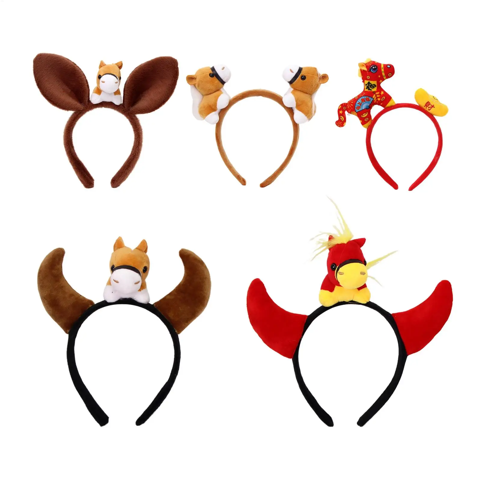 Niedlicher Pferde-Stirnband-Haarreifen für Karneval, Kostüm, Party, Verkleidung, Festival, Urlaub, Foto-Requisiten, Kawaii-Tierohren, Kopfbedeckung