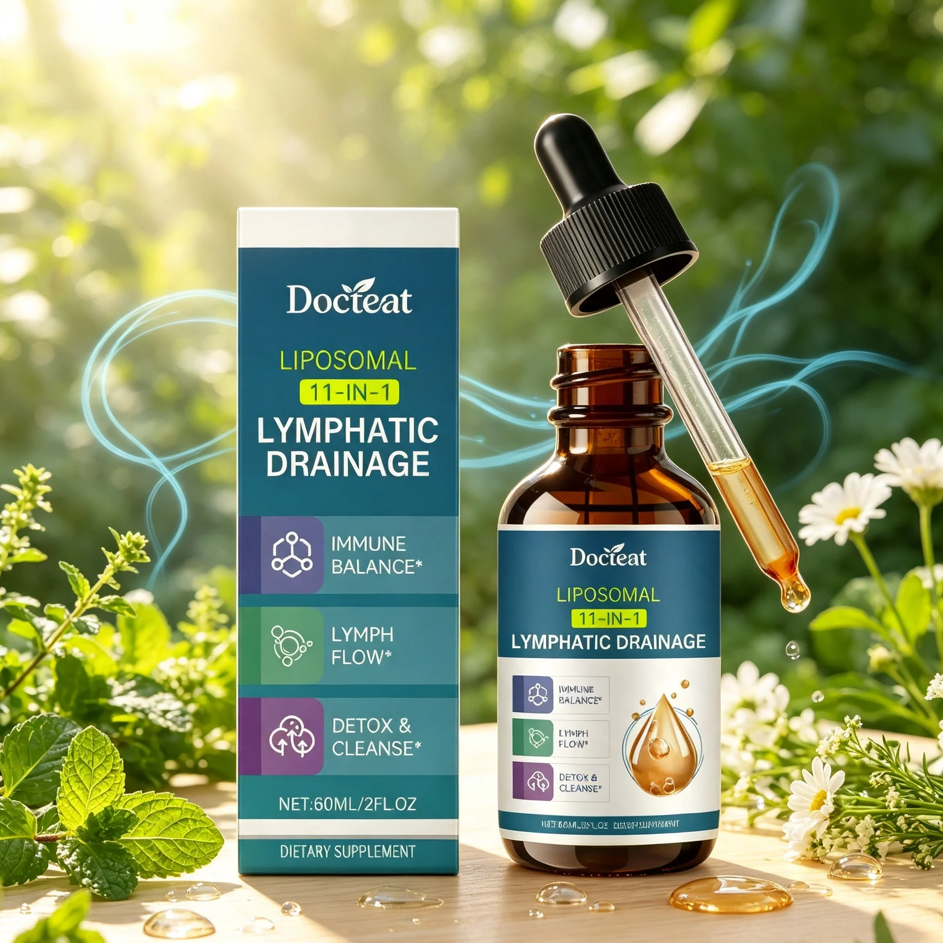 Lymphatic Drainage Drops Natural Herbal Lymph Detox Support Body Cleanse Reduce Swelling Liquid Supplement