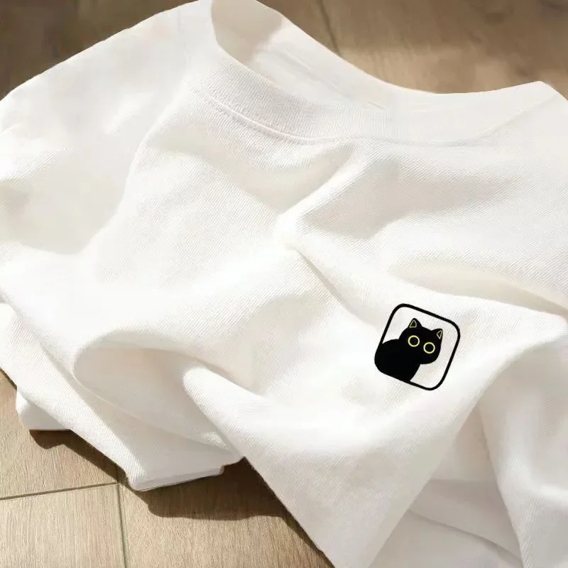 

Fashion Women T-shirt Cartoon Cat Print Short Sleeve T Shirt Female Harajuku Casual O-Neck Tops Female Clothes Unisex Streetwear