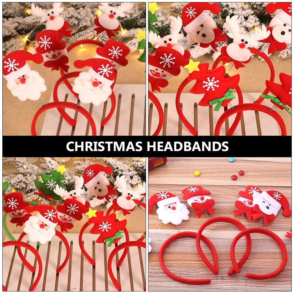 

6Pcs Christmas Hairbands Decorative Elements Soft Comfortable Headbands for Kids Adults Xmas Party Hair Hoops Hair Decorations