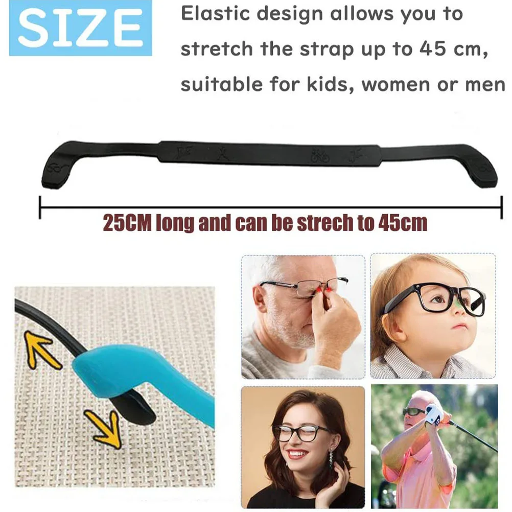 2 pcs Anti-Skid Glasses Rope Elastic Silicone Eyeglass Holder Strap For Sunglasses Eyewear Fixing Accessories Lanyard