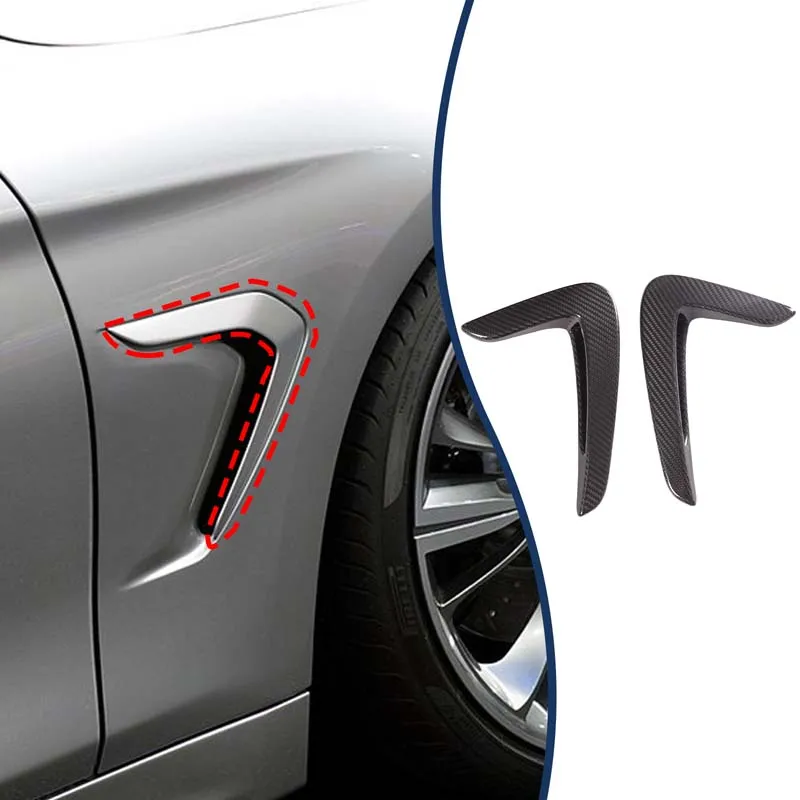 For 2013-2016 BMW 4 Series F32 F33 F36 Real Carbon Fiber Car Side Wing Fender Air Guide Vents Frame Trim Sticker Accessories