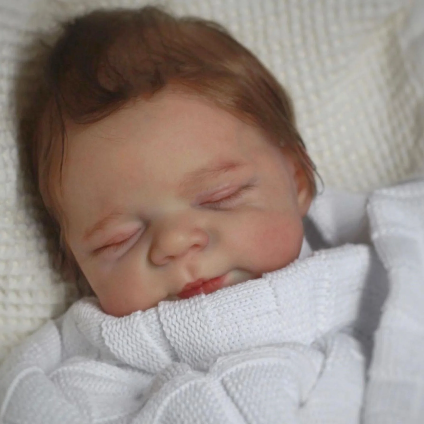 BZDOLL 19인치 48CM 잠자는 리본 베이비돌 수제 실물 같은 비닐 팔다리 천 몸체 사랑스러운 생일 선물 장난감