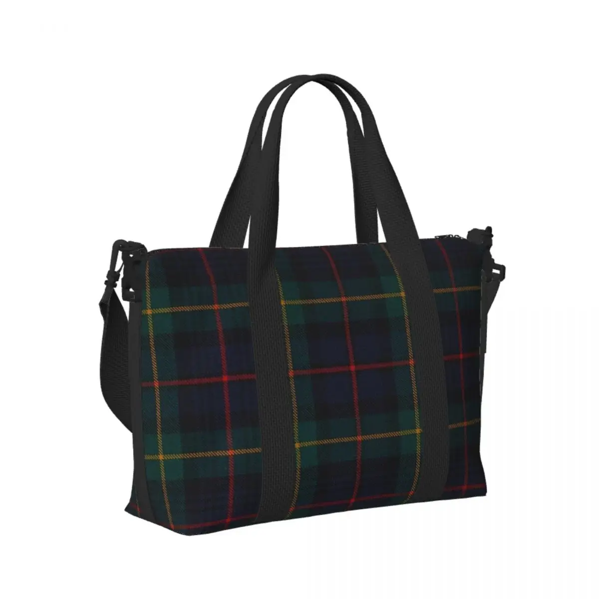 

Custom Farquharson Scottish Tartan Beach Travel Bag Large Capacity Tote Bags for Gym Yoga Women Shopping Duffle Shoulder Bag