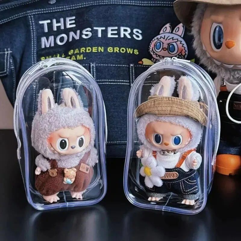 

Functional Transparent Protector Case Outdoor Display Bag For 15/17cm Labubu Accessories with Keychain Doll Organizer Box