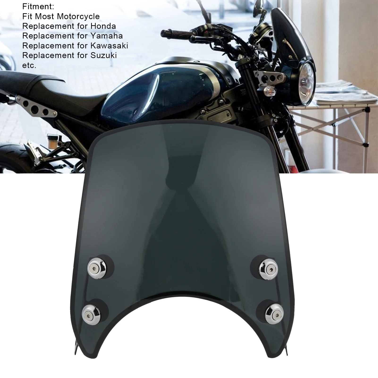 Retro Motorcycle Windshield PC Wind Deflector Universal for 5-7in Headlight Motorbike Part