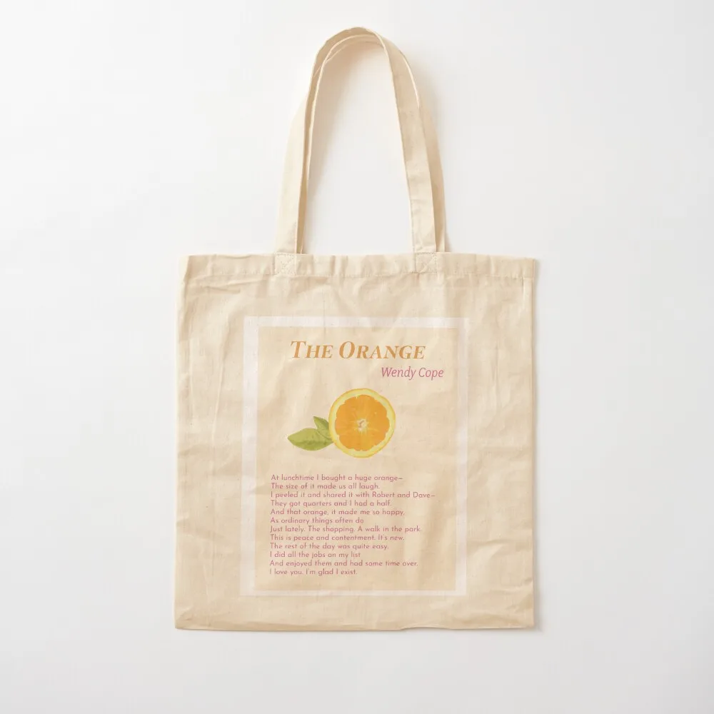 

The Orange Poem Tote Bag Shopper handbag tote bags men shoping bag Lady bags Canvas Tote Bag