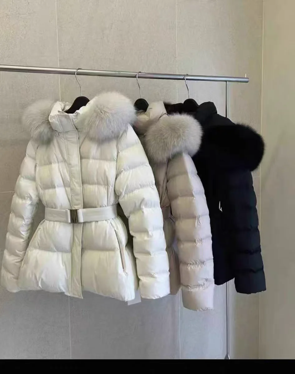Korean New Winter Slim Waist Fitted Plus Size Thick Down Cotton Parkas Women Big Fur Collar Warm Coat Fashion Trendy Warm