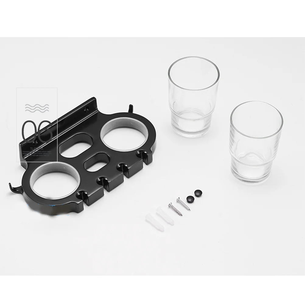 

Aluminum Free Punch Toothbrush Tumbler Holder Black Bathroom Organizer Rack For Toothbrush Glass Cup Towel Storage Rust