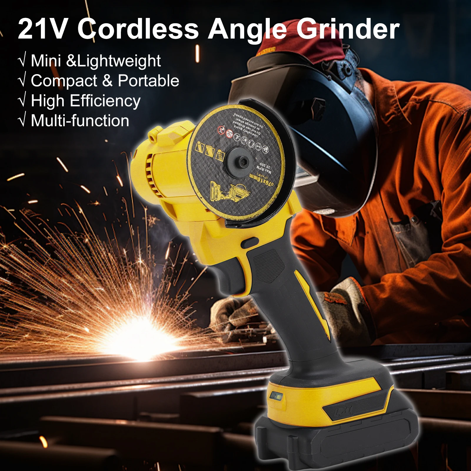 

Мини-угловая шлифмашина 21В, беспроводная, 18000 об/мин, электрический шлифовальный инструмент, многофункциональная, пылезащищенная, ручная машина для резки и полировки