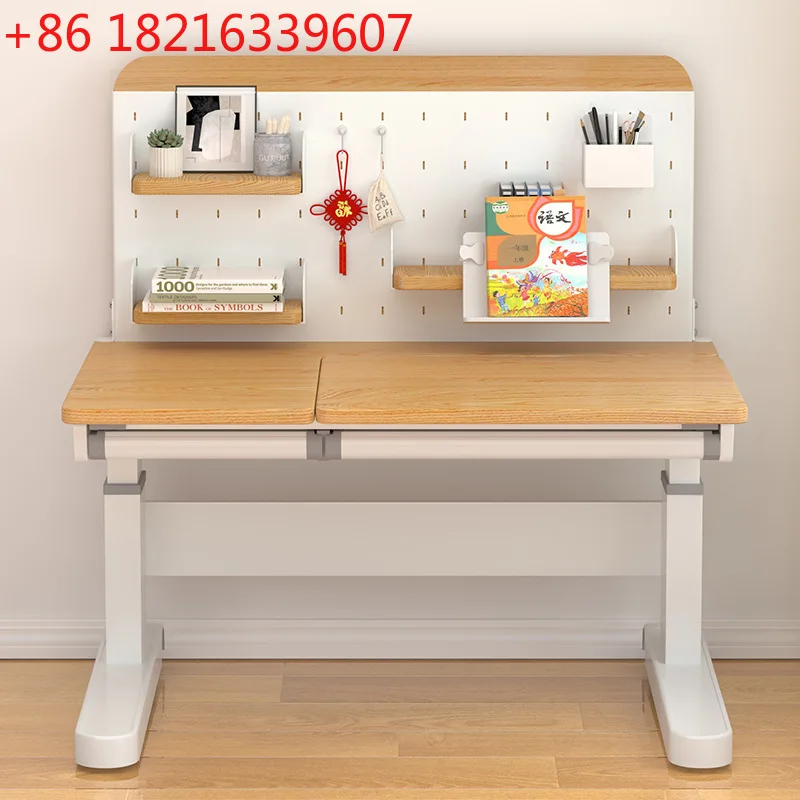 YAO primary and secondary school students writing desk household solid wood red oak hole board desk men can lift